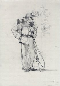 Second Empire (1852-1870): Italiensk forening (Risorgimento), frivillig fra den garibaldianske hæren kjent som "rød skjorte"-kjemper for saken til Giuseppe Garibaldi (1807-1882) i Italia av Alessandro Lonati
