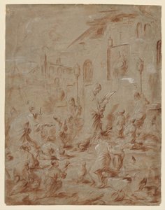 Tilbedere ved en gatehelligdom, 173040. av Alessandro Magnasco