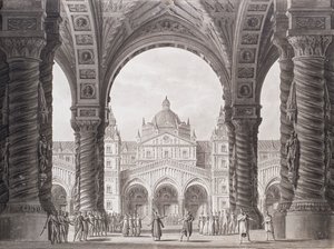Scenografi for Opera seria I due Valdomiri av Peter Winter. Teatro alla Scala, 1818. av Alessandro Sanquirico