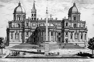 Utsikt over Piazza dell'Esquilino med apsis-området i basilikaen Santa Maria Maggiore, Roma, Italia av Alessandro Specchi