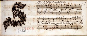 Jeg er i tvil om kjærlighet ... håndskrevne noter av Alessandro Stradella (1644 - 1682) italiensk komponist. Estense bibliotek Modena av Alessandro Stradella