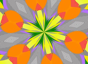 blomster #108,2019,(blandet media) av Alex Caminker