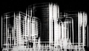 fragment av byen #3,2019,)blandet media) av Alex Caminker