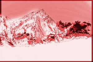 fjell, 2019, (blandet media) av Alex Caminker