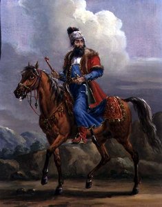 En orientalsk kriger (olje på metall)