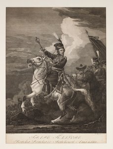 Portrett av grev Platov (1751-1818) til hest (gravering) av after Alexander Orlowski