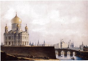 Frelserens katedral med utsikt over Kreml i Moskva, 1836-1837 av Alexander Andreyevich Thon