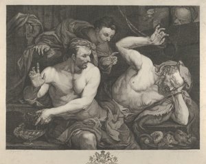 Joseph tolker drømmene til Faraas hovmester og baker, 1766. av Alexander Bannerman