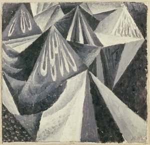 Cubo-futuristisk komposisjon i grått og hvitt, 1916