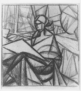 Kvinne, 1914-15 (kull på papir)