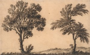 Studie av Two Willows av Alexander Cozens