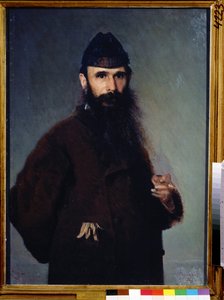 Portrett av kunstneren Alexander Litovtchenko (1835-1890). (Portrett av kunstneren A.Litovchenko). Peinture de Ivan Nikolayevich Kramskoi (1837–1887), huile sur toile av Alexander Dimitrievitch Litovtchenko