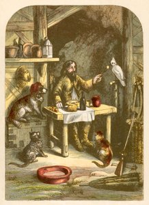 Robinson Crusoe på middag med sin lille familie av Alexander Francis Lydon