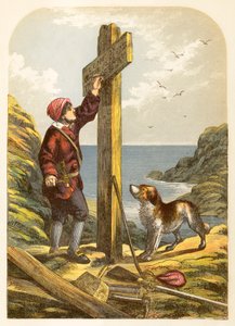 Robinson Crusoe reiser en stolpe på kysten av Alexander Francis Lydon