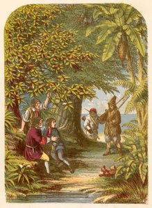Robinson Crusoe overrasket de tre engelskmennene av Alexander Francis Lydon