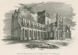 Whitby Abbey, fra nordøst, slik det så ut før tårnet falt