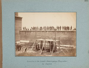 Henrettelse av Lincoln Assassination Conspirators. Stillaset av Alexander Gardner
