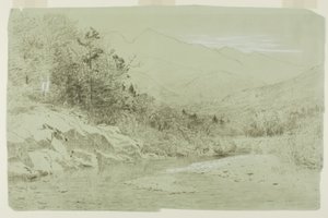 Elvestrøm med fjell i det fjerne av Alexander Helwig Wyant