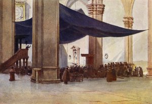 Firenze, interiøret i Duomo under fasteforkynnelsen (farge litho) av Alexander Henry Hallam Murray