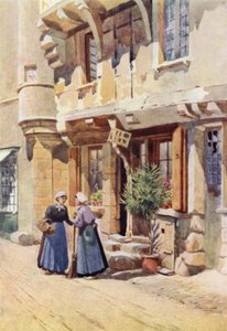 Gamle hus i Chinon (farge litho) av Alexander Henry Hallam Murray