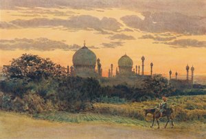 Solnedgang bak Ibrahim Roza, Bijapur, c1880 1905. av Alexander Henry Hallam Murray