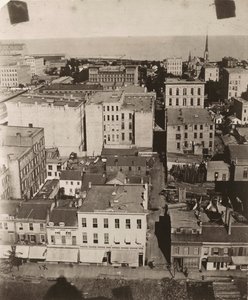 Utsikt østover fra kuppelen til tinghuset i Chicago, 1858