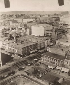 Utsikt nordøst fra kuppelen til tinghuset i Chicago, 1858
