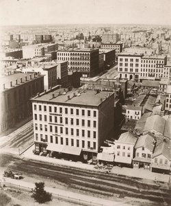 Utsikt nordnordvest fra kuppelen til tinghuset i Chicago, 1858