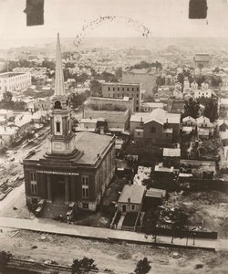 Utsikt sørover fra kuppelen til tinghuset i Chicago, 1858