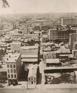 Utsikt vestover fra kuppelen til tinghuset i Chicago, 1858