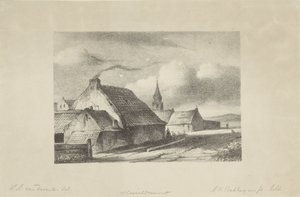 Hus og et kirketårn i Katwijk av Alexander Hieronymus Bakhuyzen (II)