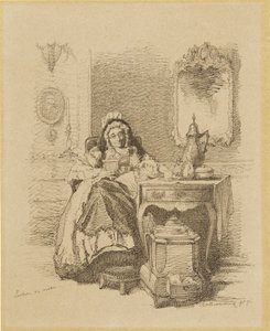 leser gammel dame Lecture du matin (tittel på objekt)