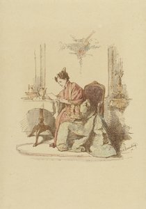 Kvinne leser et brev ved et bord av Alexander Hugo Bakker Korff