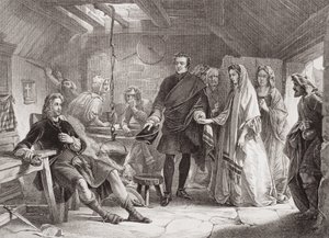 Det første møtet mellom prins Charles og Flora Macdonald på øya South Uist, 1747, fra "Illustrasjoner av engelsk og skotsk historie" bind II
