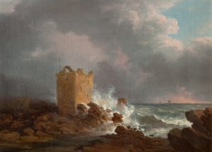 Broughty Castle Under a Storm, ca. 1810 (olje på lerret)