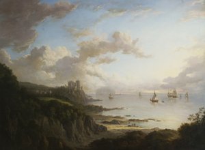 Culzean Castle fra nord med Ailsa Craig, ca. 1816