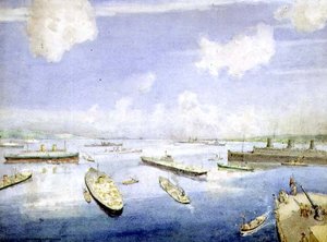Frakt i krigstid på Gair Loch (akvarell) av Alexander Nesbit Paterson