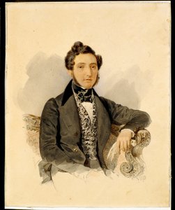 Portrett av Nikolay Mikhaylovich Donaurov (1806-1849) - Akvarell på papir av Alexander Briullov (Brioullov) (1798-1877)