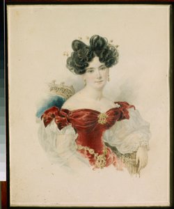 Portrett av prinsesse Natalia Viktorovna Kotchoubei (1800-1854) - Akvarell på papir av Alexander Briullov (Alexander Briullov) (1798-1877)
