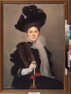 Portrett av kunstneren Lyubov Gaush (1877-1943). Verk av Alexander (Alexander) Petrovich Sokolov (1830-1911), akvarell på papir. Russisk kunst, sent 1800-begynnelse av 1900-tallet, modernisme. Regionalt kunstmuseum, Simferopol (Ukraina). av Alexander Petrovich Sokolov