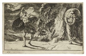 Fingal Encounters Carbon Carglass, ca. 1774 (etsing på kremvevd papir)
