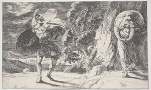 Fingal Encounters Carbon Carglass, først trykt ca. 1773 (etsing)
