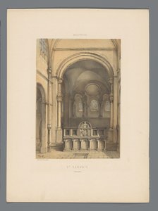 Interiør av Saint Servatius-basilikaen i Maastricht St. Servais (Intérieur) (tittel på objekt) Monuments de Maestricht (serietittel) av Alexander Schaepkens