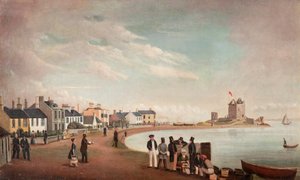 Beach Crescent og Broughty Castle, ca. 1835 (olje på lerret) av Alexander Smith
