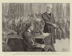 Presentasjon til Sir Henry Irving etter å ha mottatt tittelen hans
