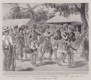 Krisen i Samoa, et fôringsparti som vender tilbake til Apia fra Bush av Alexander Stuart Boyd