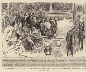 Den skammelige scenen i Underhuset, kaster ut ildfaste irske medlemmer av Alexander Stuart Boyd