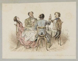 Fire figurer lager en skål ved et bord av Alexander Ver Huell