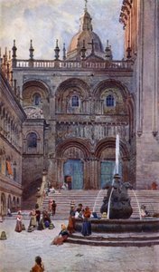 Katedralen i Santiago Di Compostela, South Doorway (farge litho)