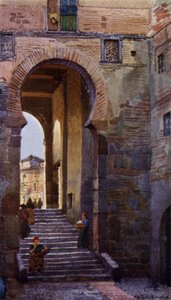 Puerta Del Zocodover, Toledo (farge litho)